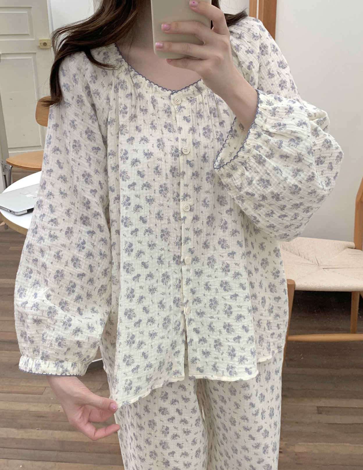 Floral Print Cotton Pajama Set
