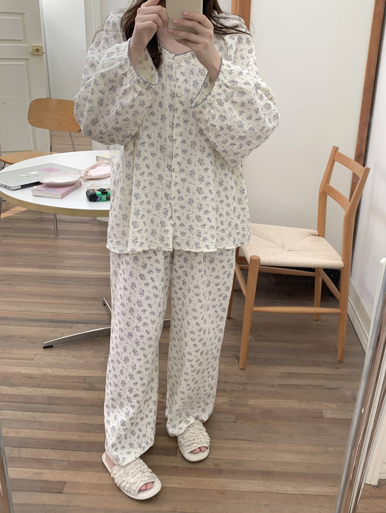 Floral Print Cotton Pajama Set