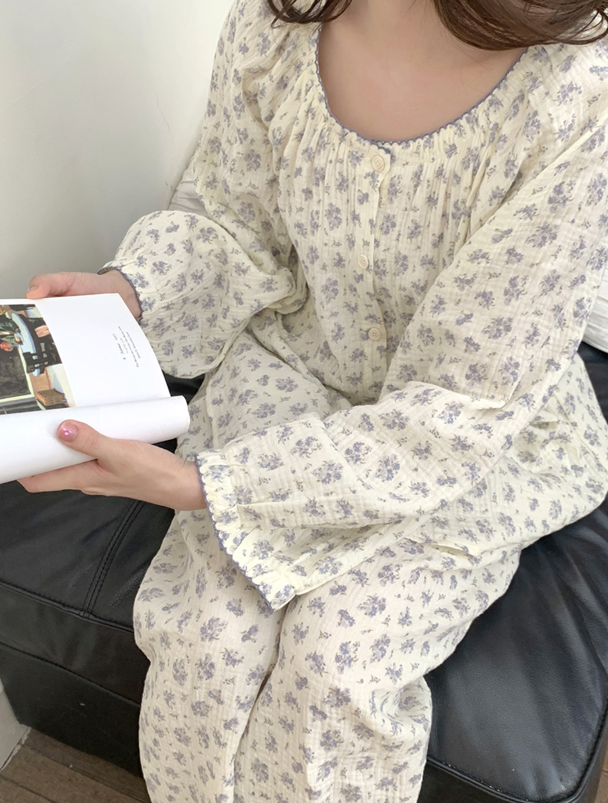 Floral Print Cotton Pajama Set