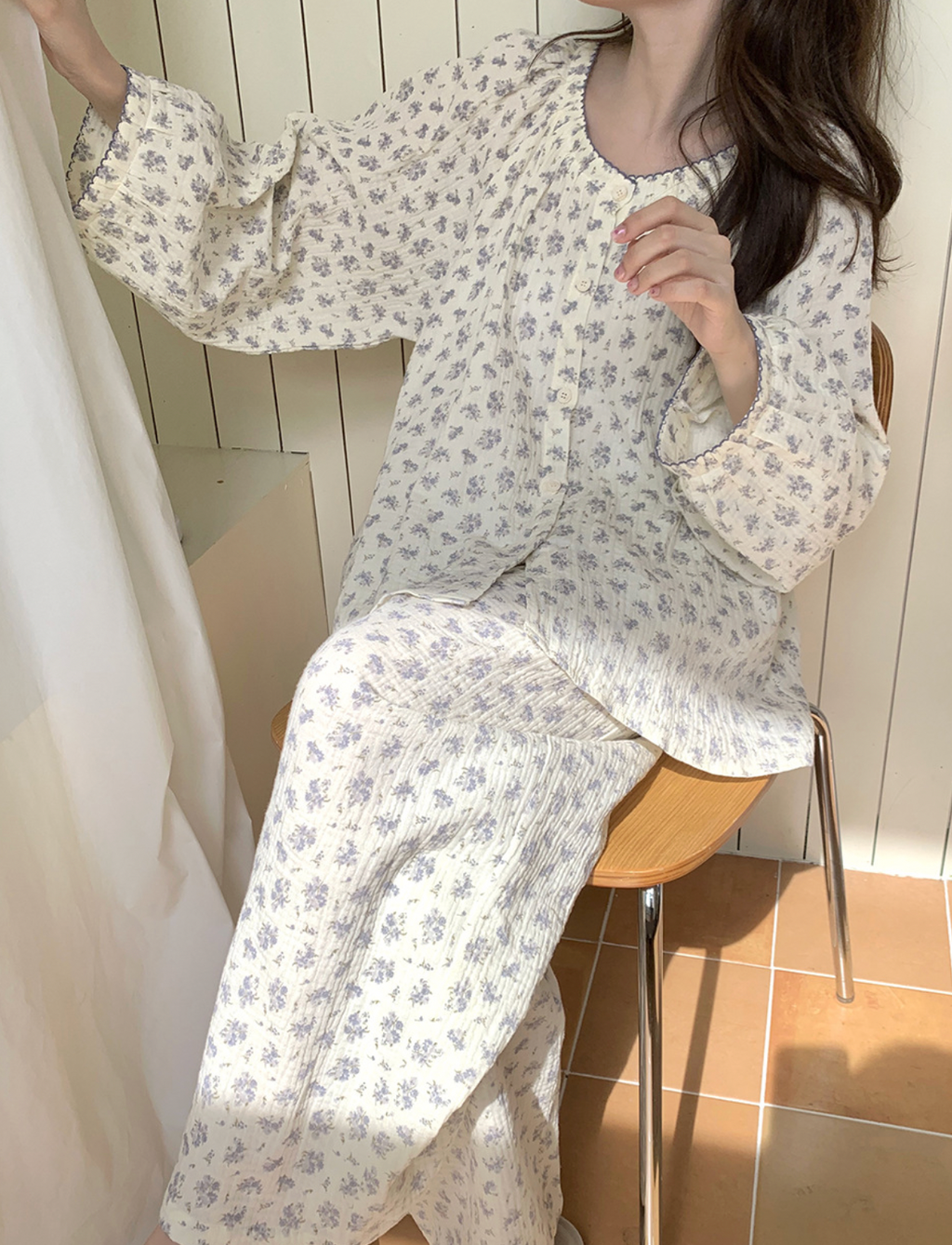 Floral Print Cotton Pajama Set