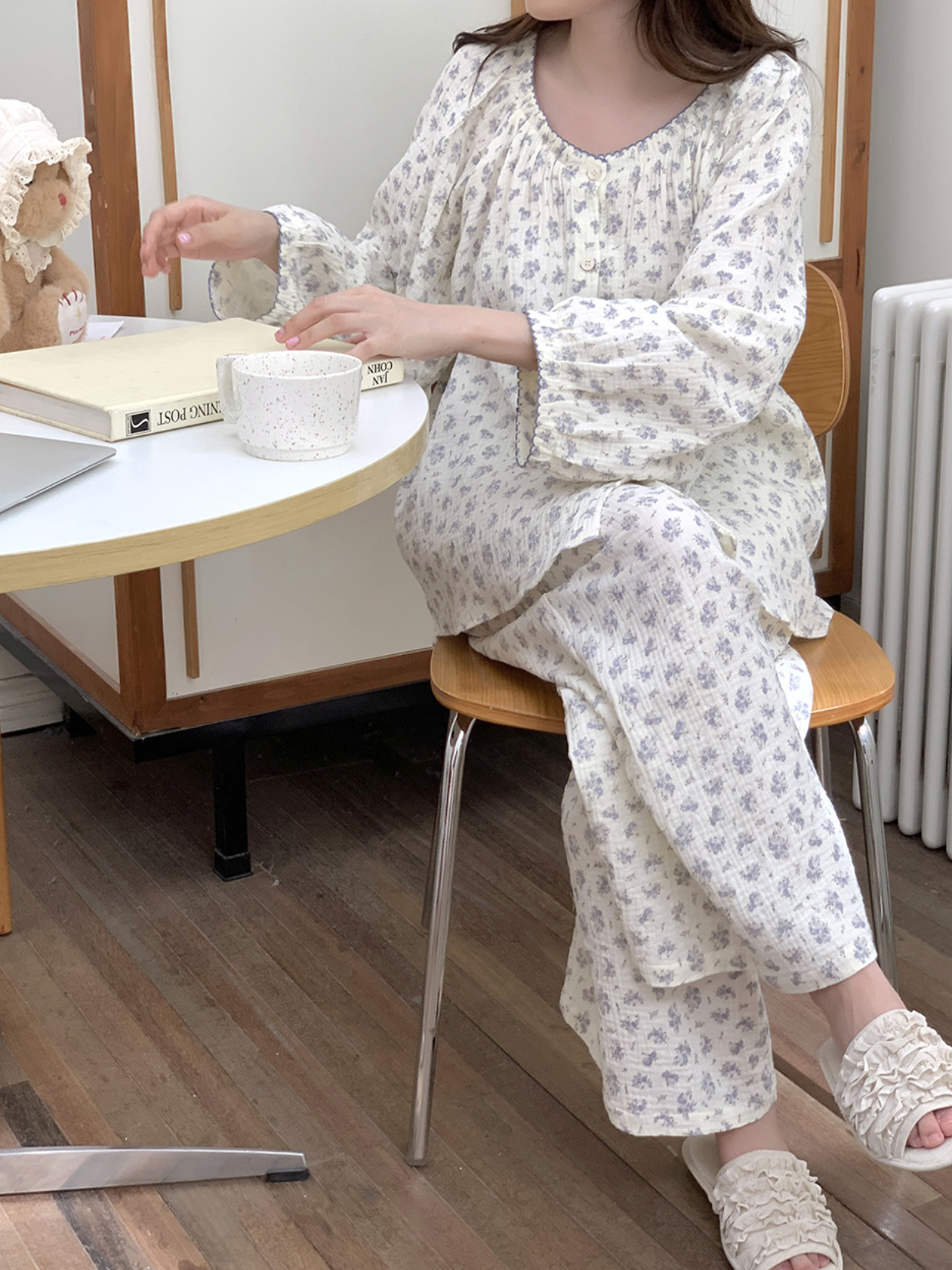 Floral Print Cotton Pajama Set