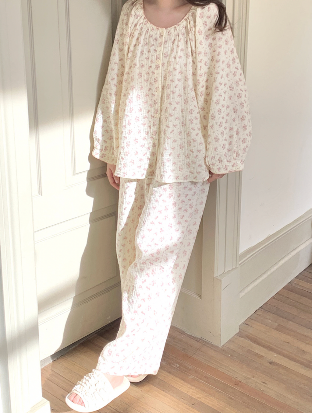 Floral Print Cotton Pajama Set
