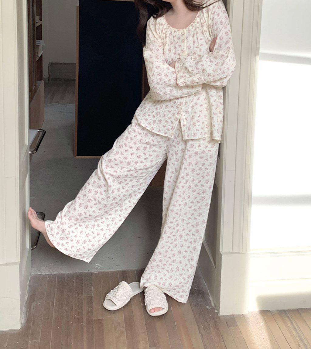 Floral Print Cotton Pajama Set