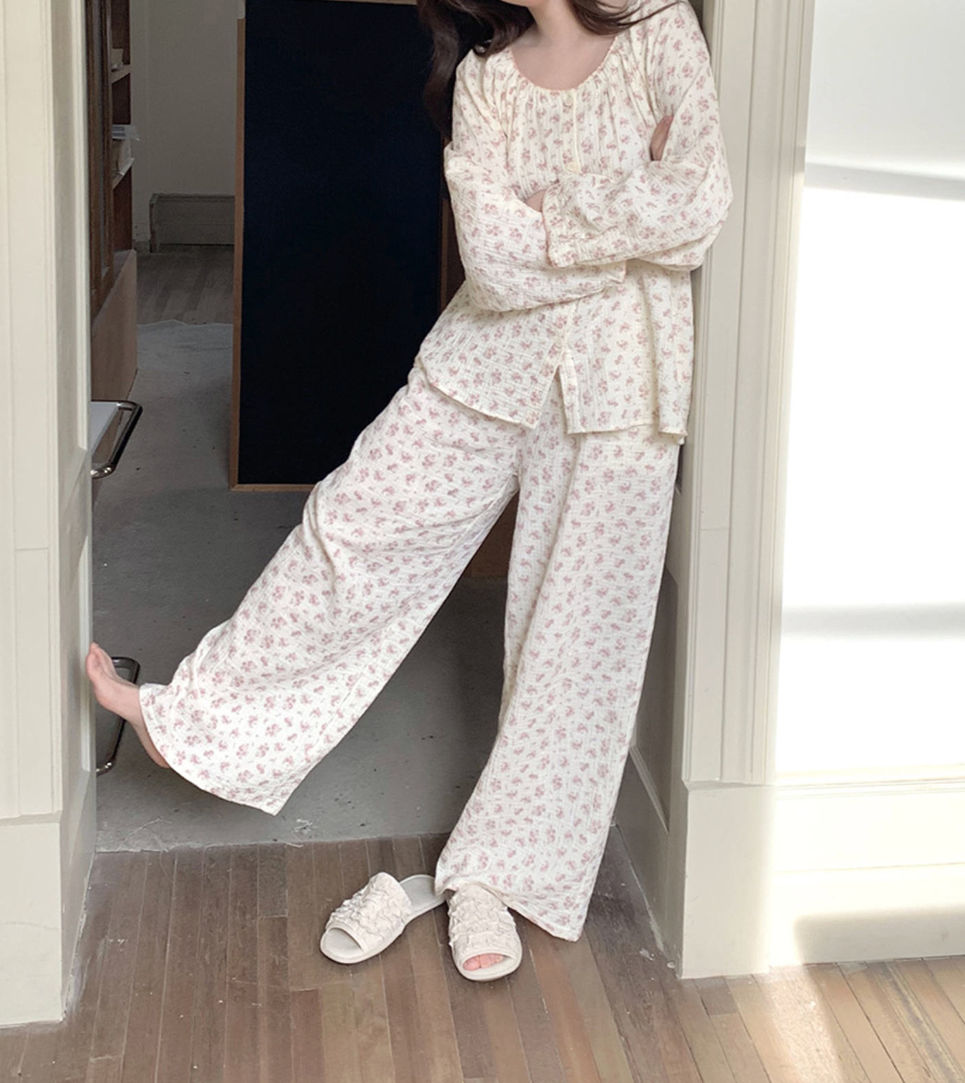 Floral Print Cotton Pajama Set