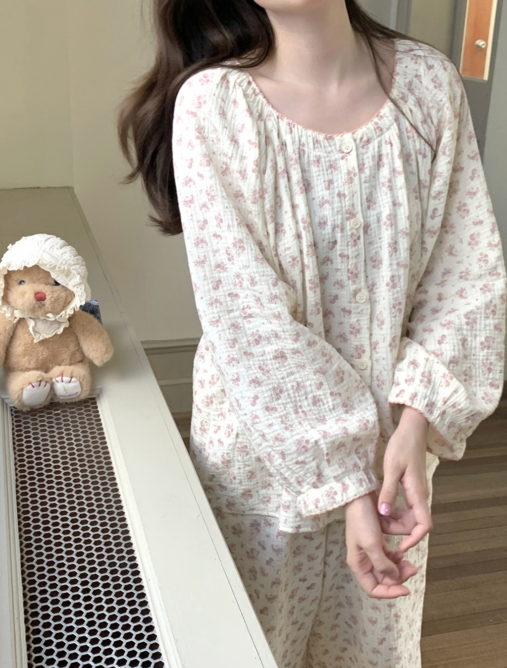 Floral Print Cotton Pajama Set