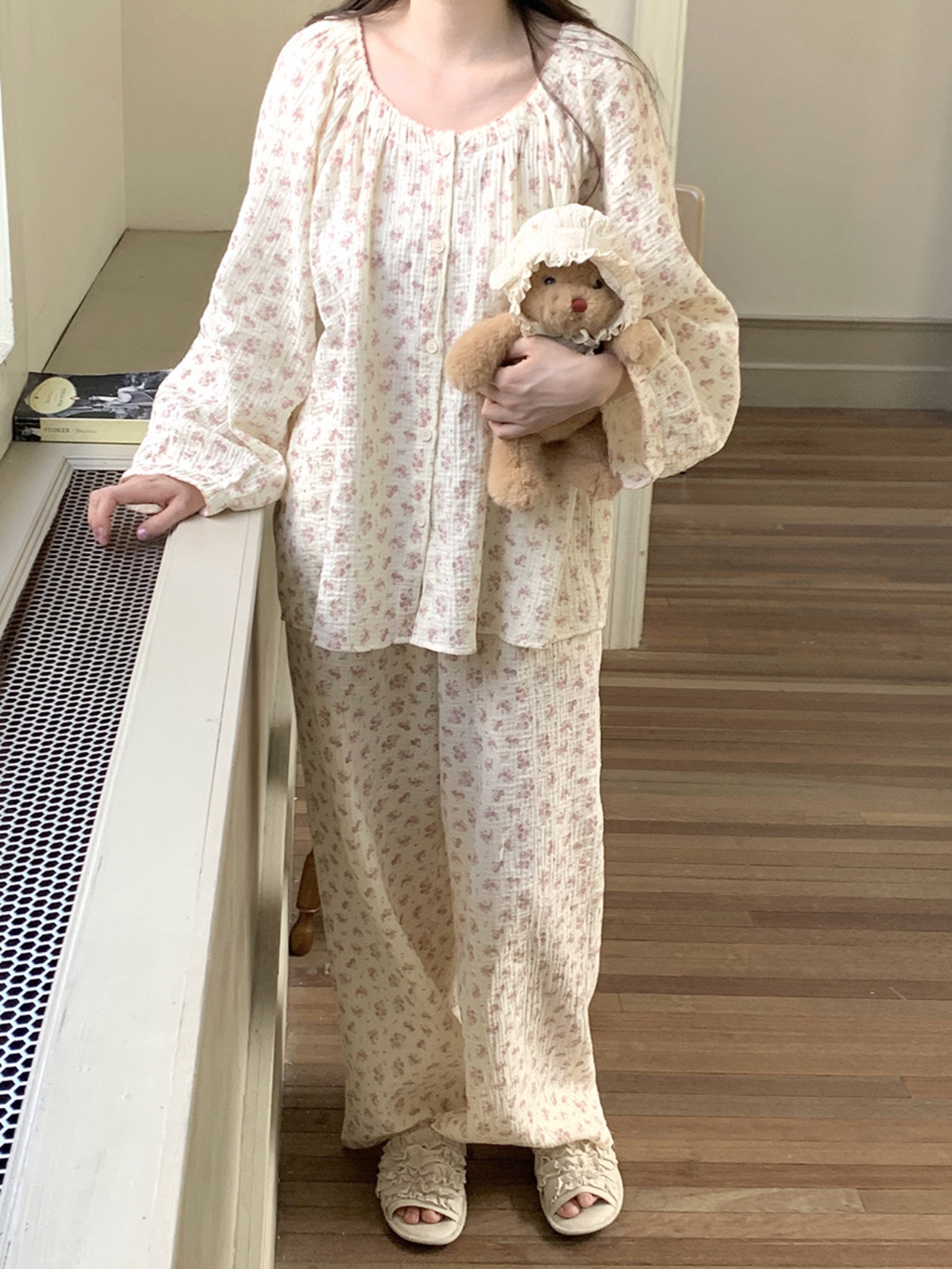 Floral Print Cotton Pajama Set