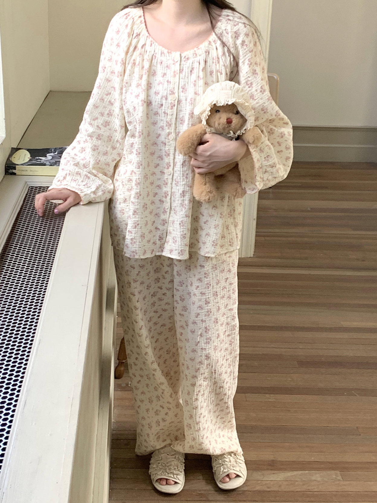 Floral Print Cotton Pajama Set