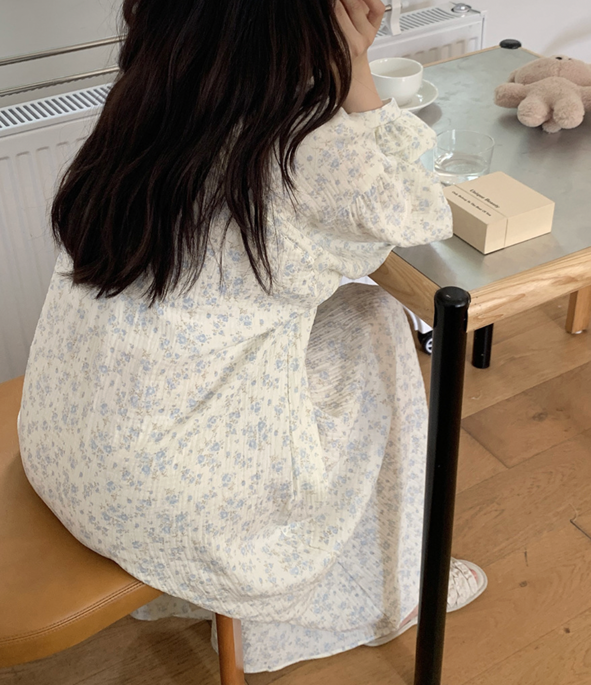 Cozy Blue Floral Muslin Pajama Set & Nightgown