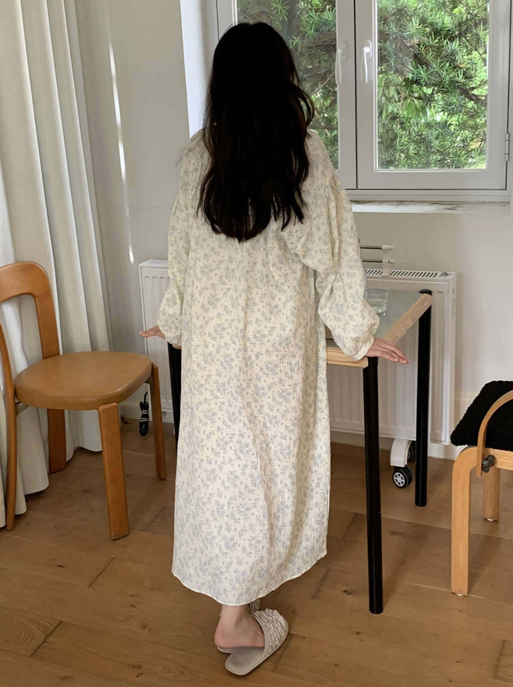 Cozy Blue Floral Muslin Pajama Set & Nightgown