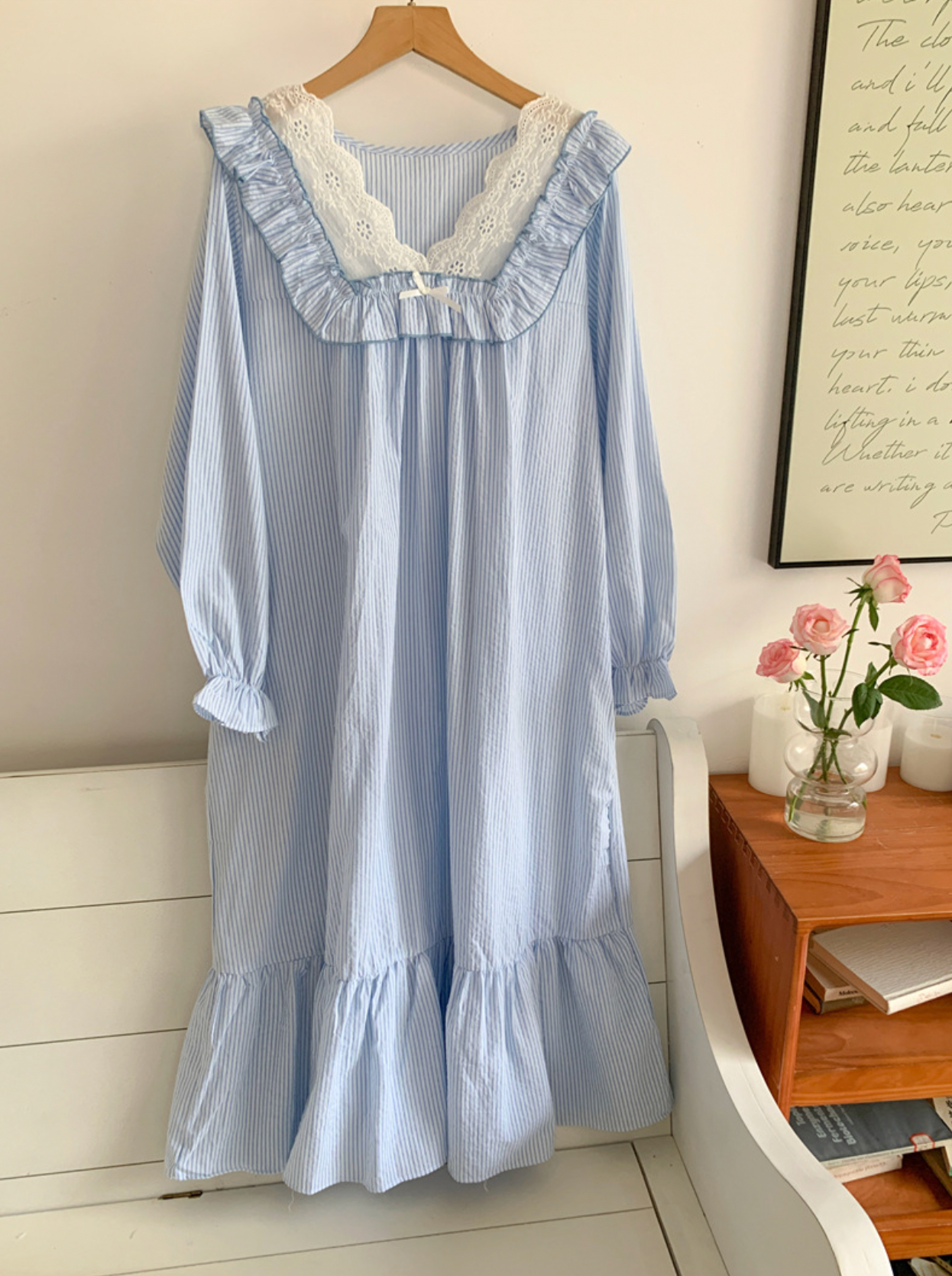 Romantic Lace Ruffle Long Nightgown