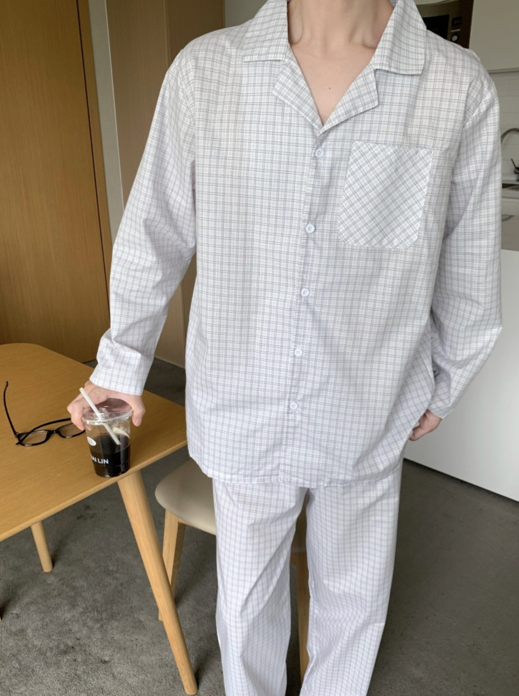Cotton Plaid Couple Pajamas Set