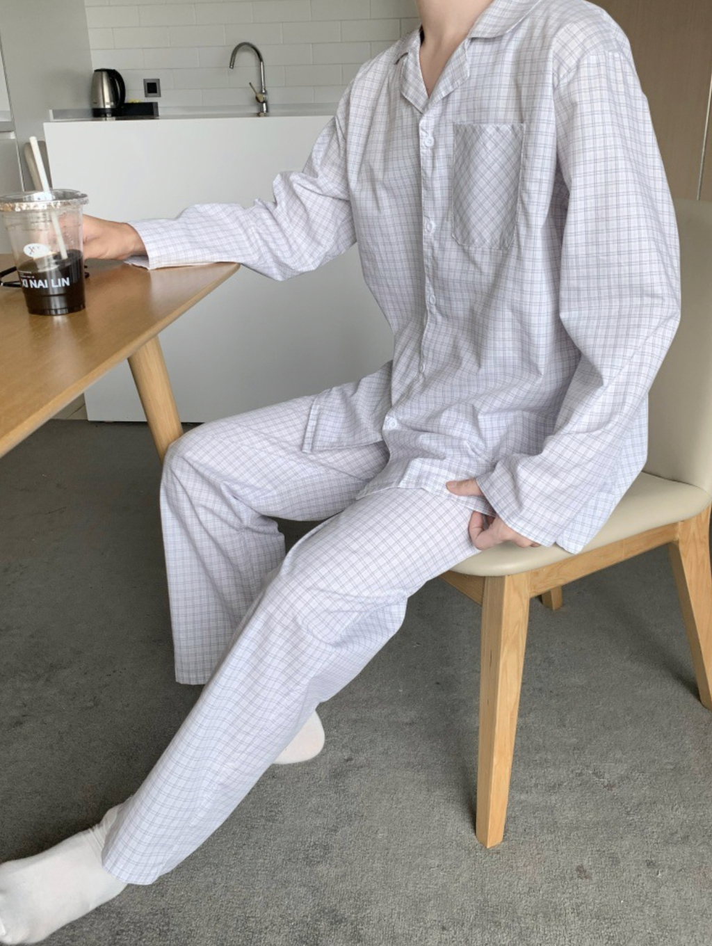 Cotton Plaid Couple Pajamas Set