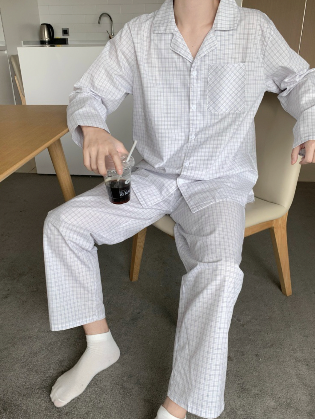 Cotton Plaid Couple Pajamas Set
