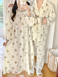 Bear Pattern Cotton Pajama Set & Nightgown