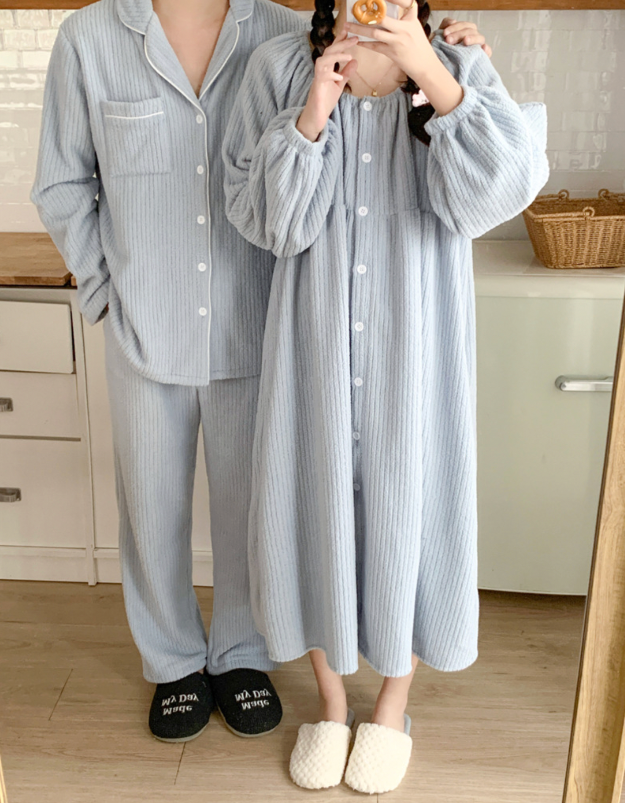 Soft Fleece Couple Pajama Set & Nightgown