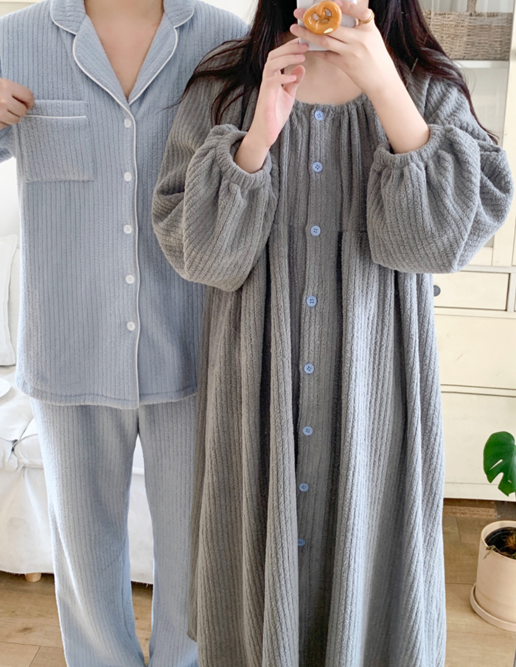 Soft Fleece Couple Pajama Set & Nightgown