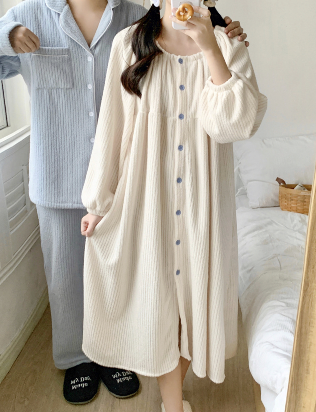 Soft Fleece Couple Pajama Set & Nightgown