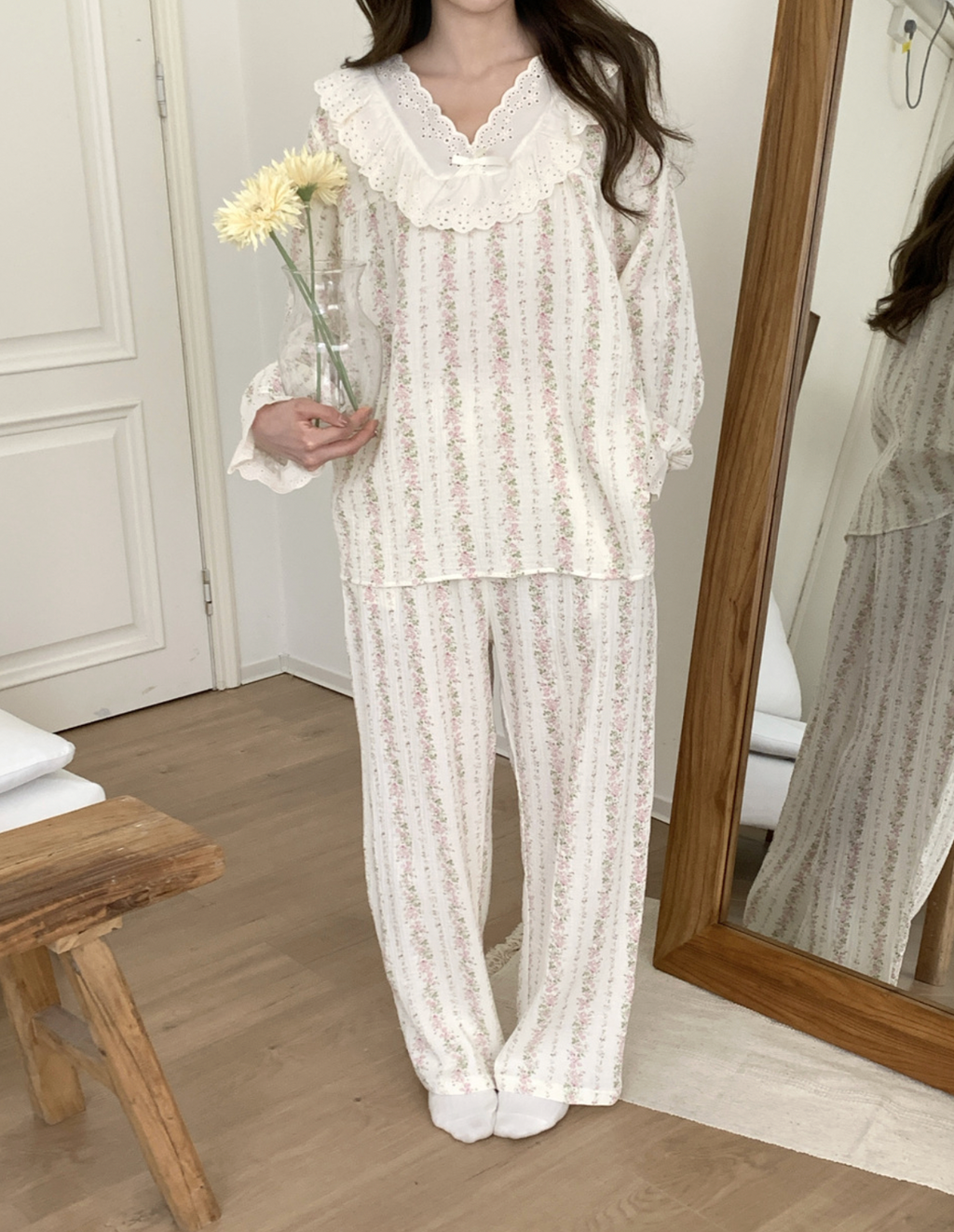 Romantic Pink Flower Organic Cotton Pajamas