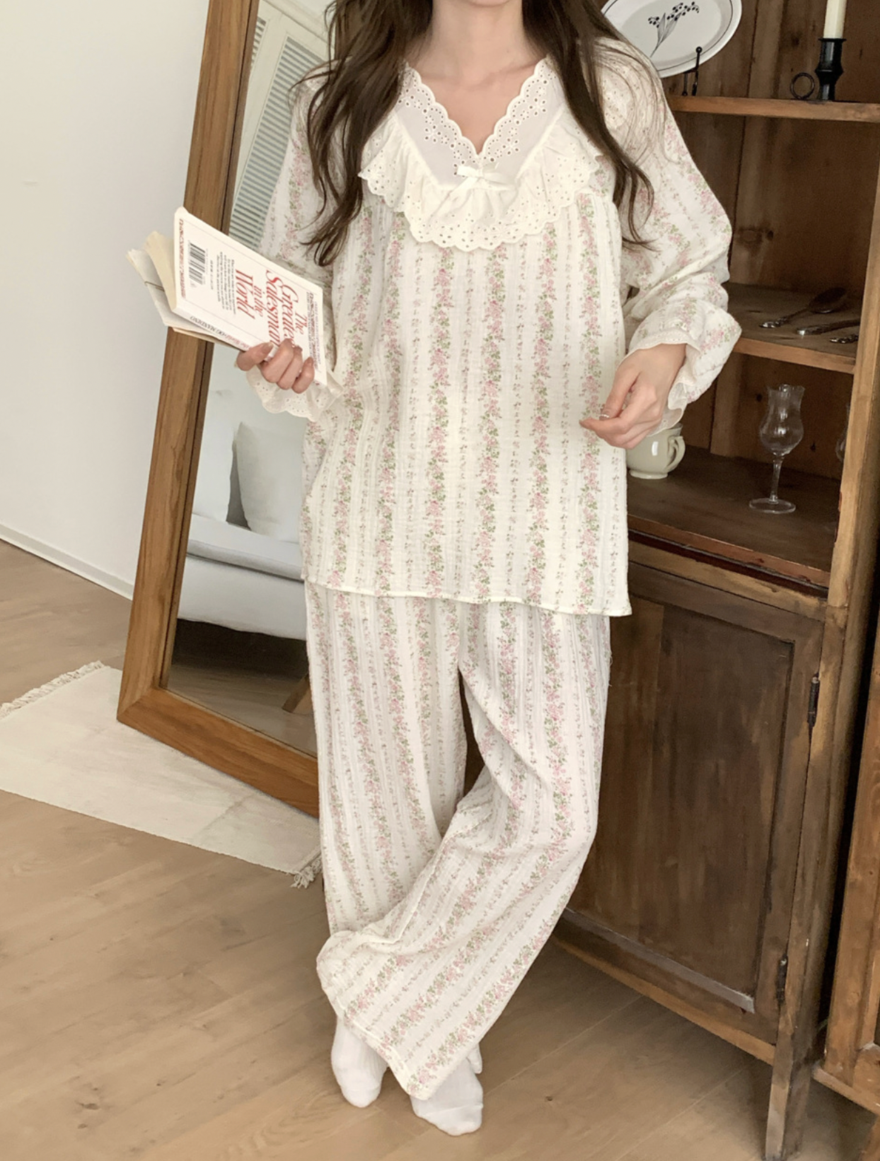 Romantic Pink Flower Organic Cotton Pajamas